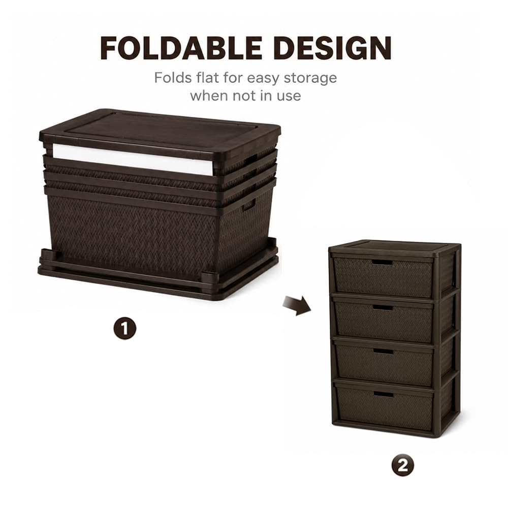 Brown Plastic 4 Drawer Storage Organizer X479635