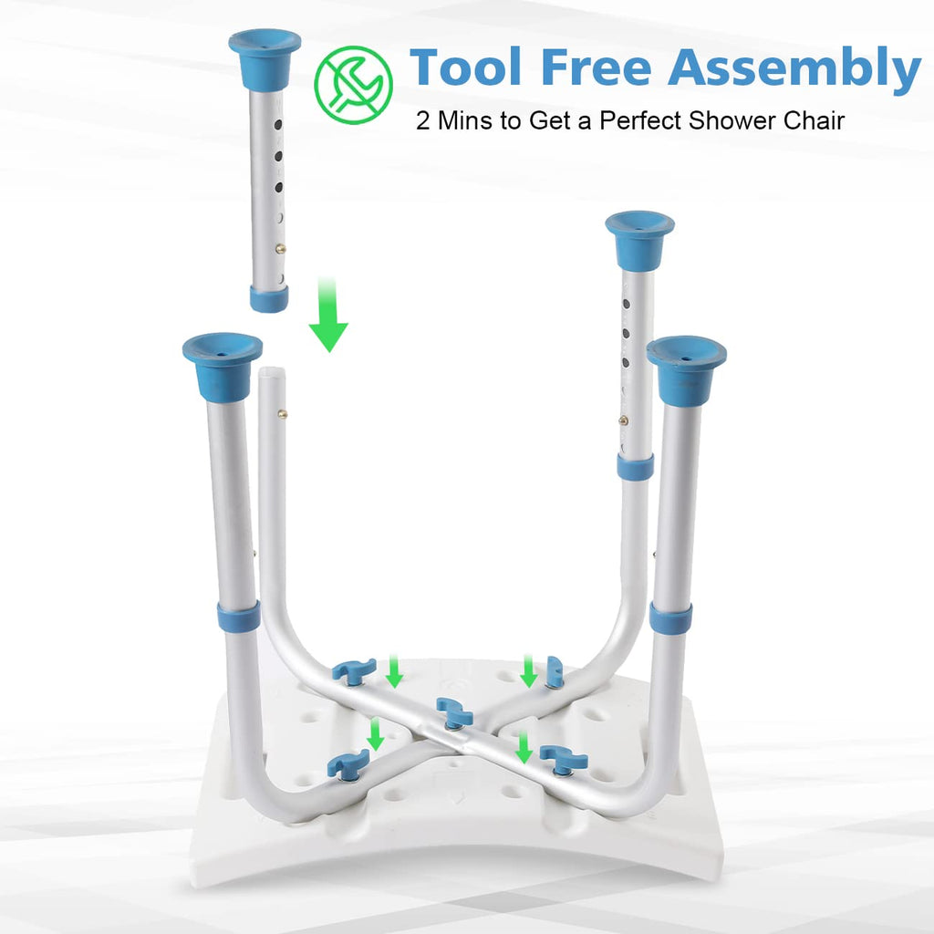 Shower Chair for Inside Shower, Tool-Free Assembly Shower Seat for Bathtub H67447
