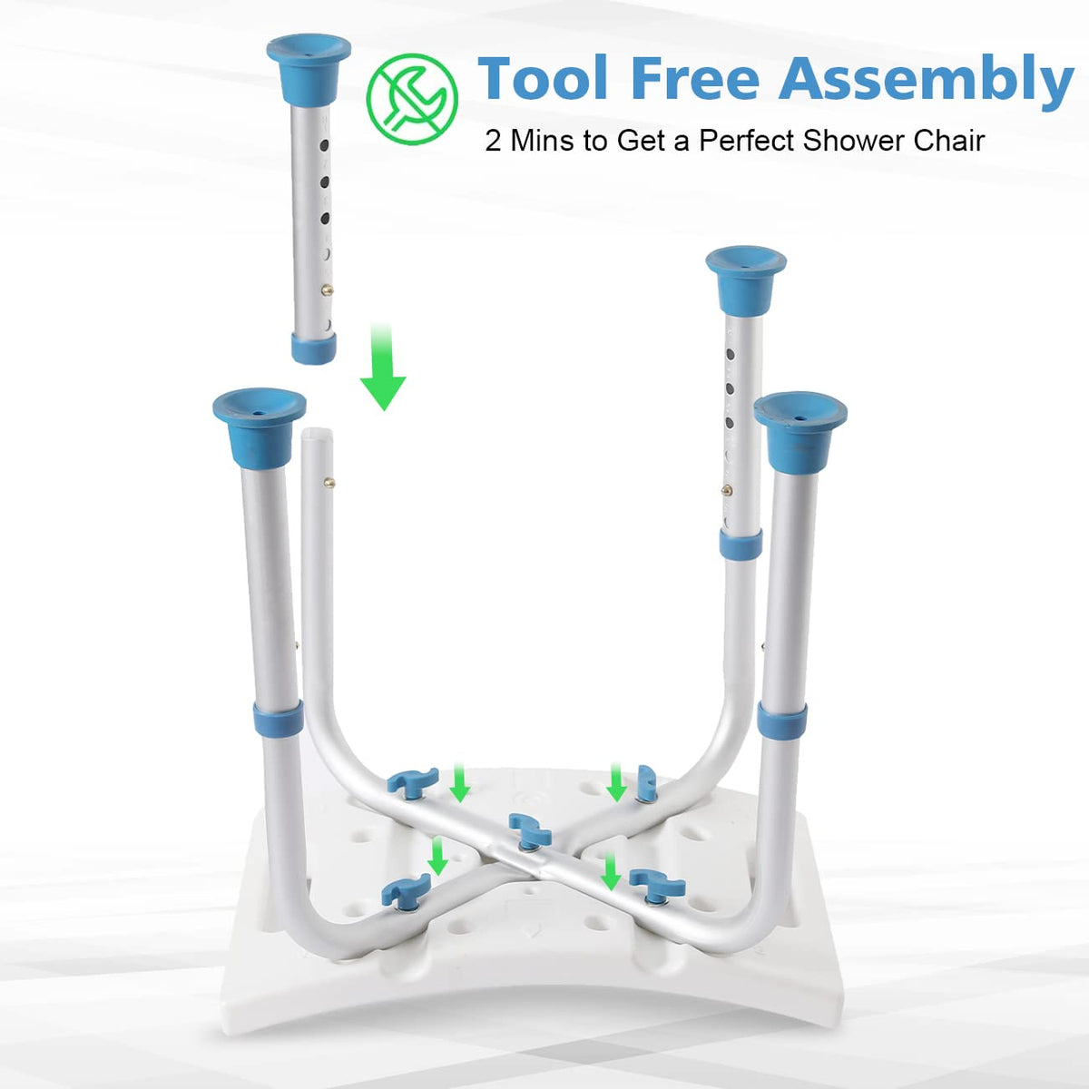 Shower Chair for Inside Shower, Tool-Free Assembly Shower Seat for Bathtub H67447