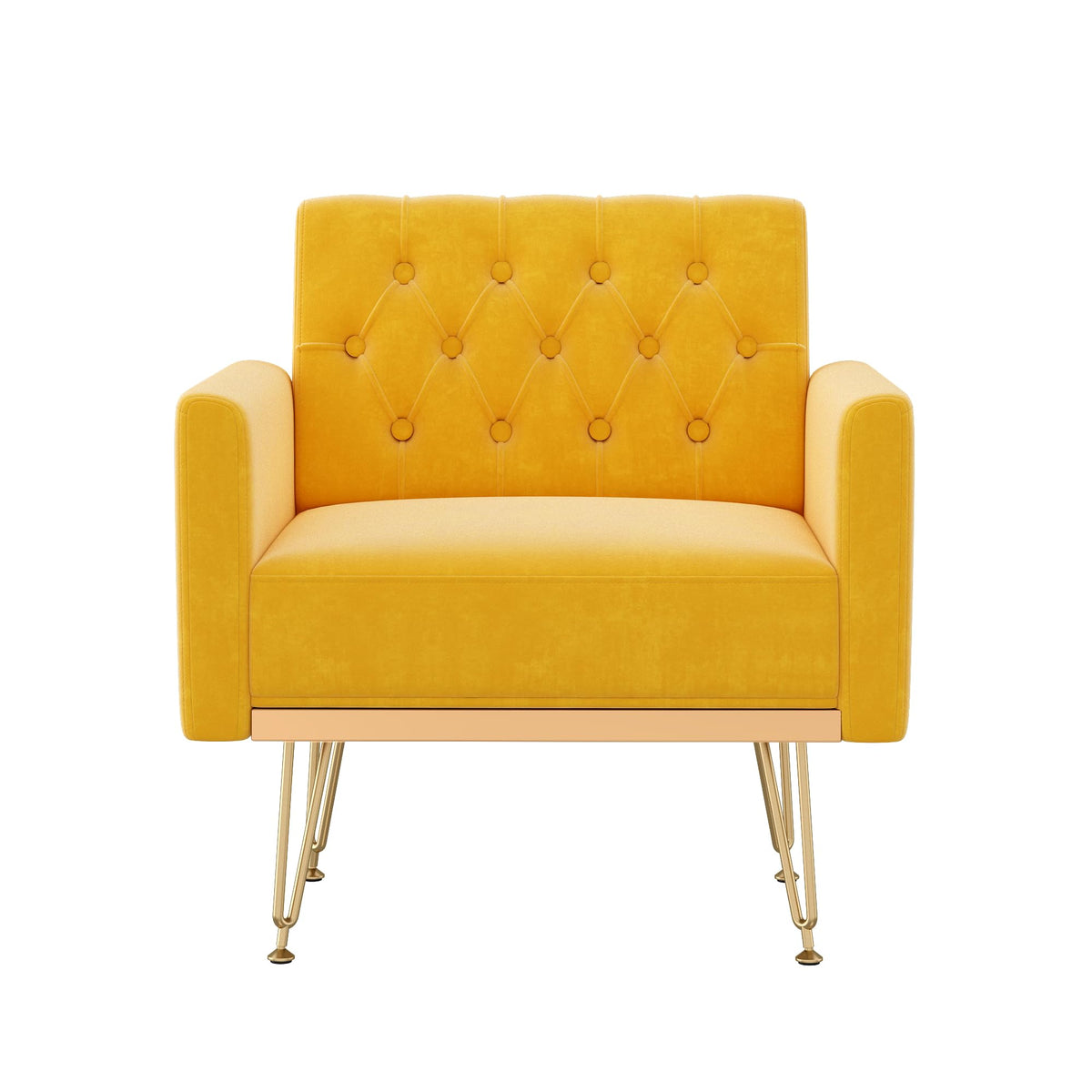 Velvet Single Sofa Chair with Tufted Back and Metal Legs Q4106