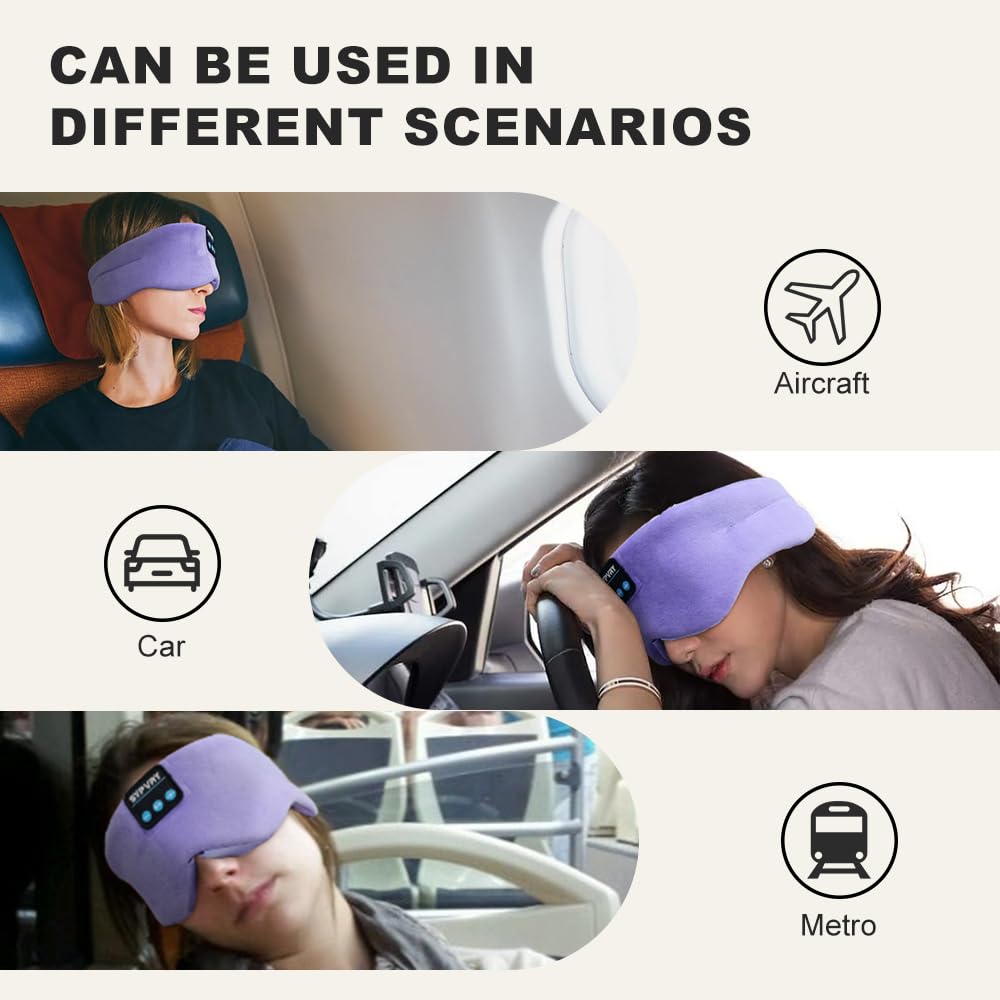 Bluetooth Sleep Mask Wireless Headphones Purple Q427063