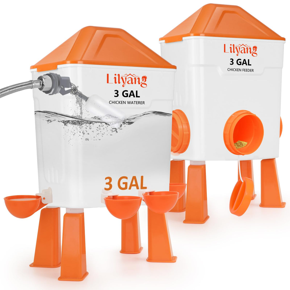 3 Gallon Automatic Chicken Waterer & Feeder Set B2096
