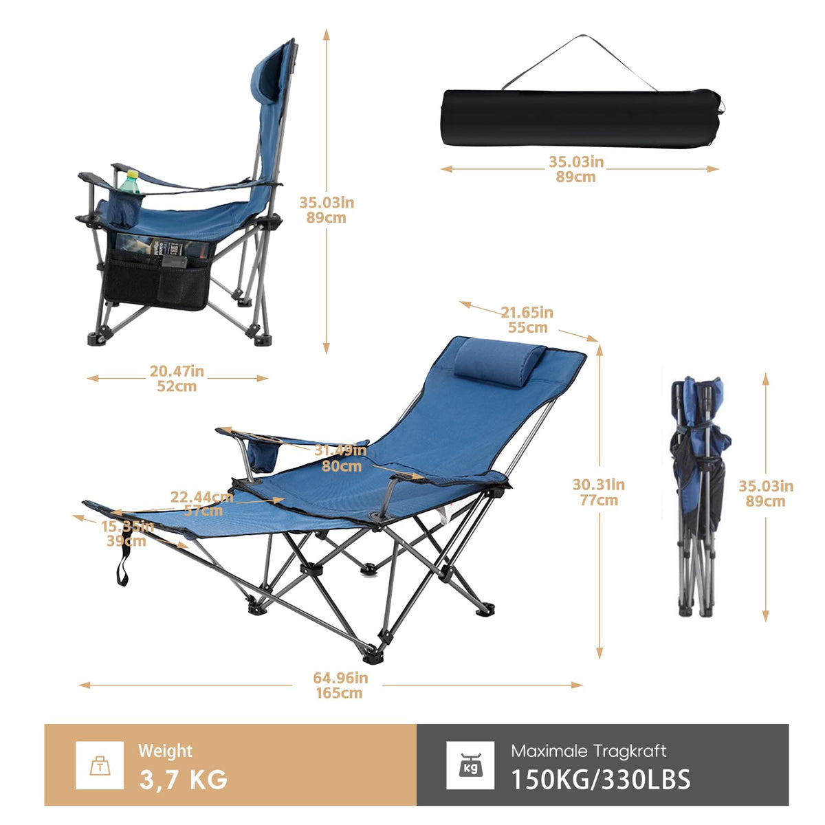 Zero Gravity Reclining Folding Chair with Footrest Cup Holder S283