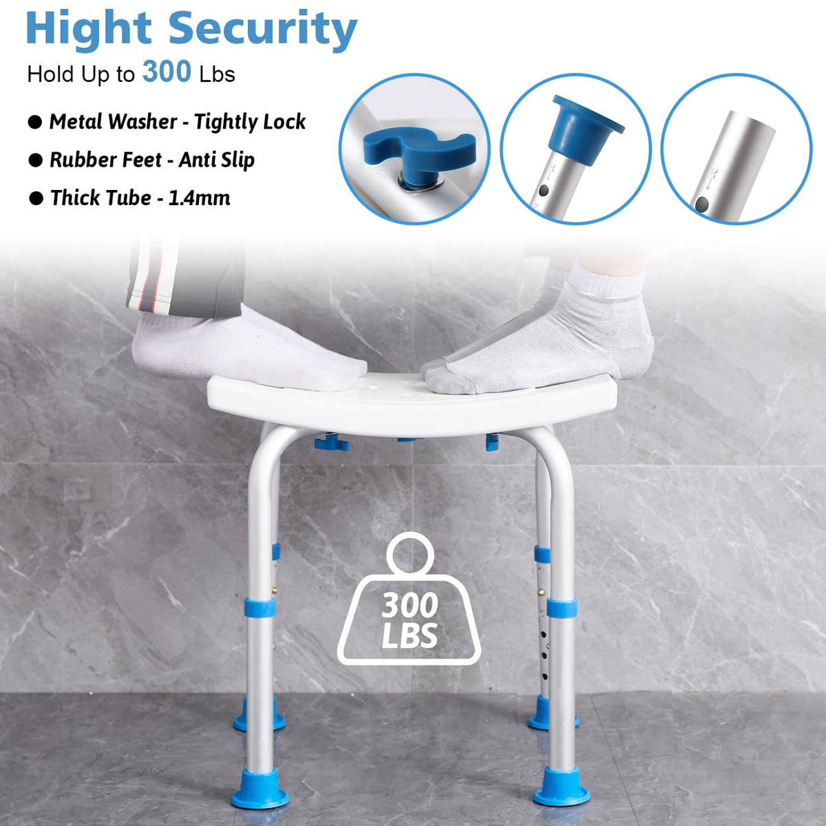 Shower Chair for Inside Shower, Tool-Free Assembly Shower Seat for Bathtub H67447