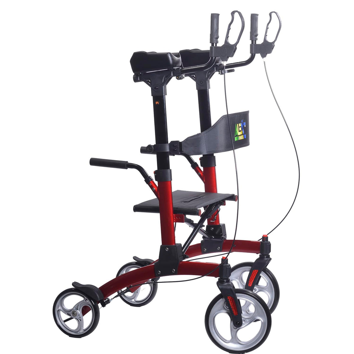 Red Aluminum Rollator with Loop Brakes D488413