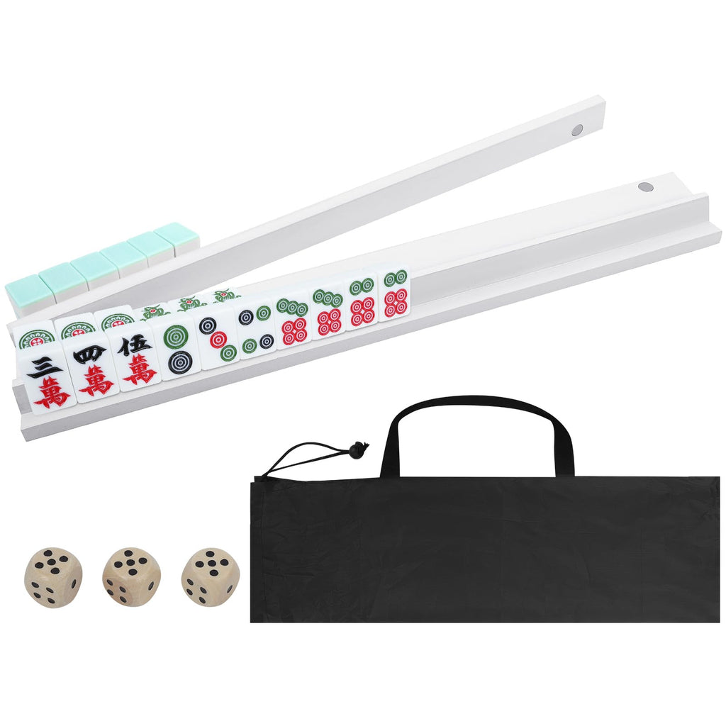 Pine Wood Mahjong Racks with Pushers Set of 4 O4775