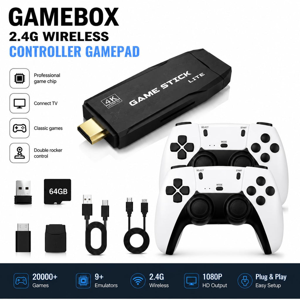 Black Retro Gaming Console with 64GB Memory Q972