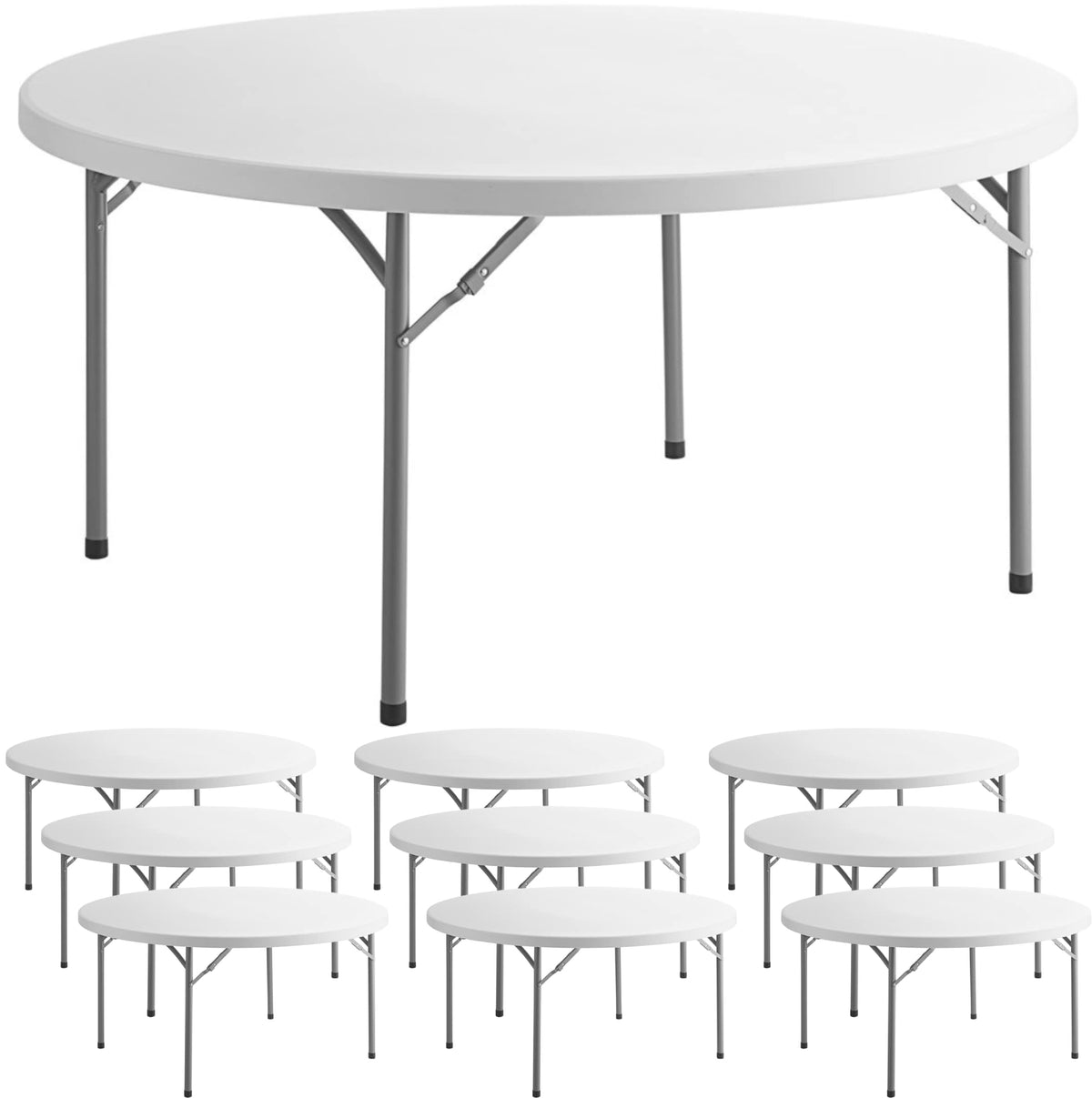 72" Round White Plastic Folding Table P731676