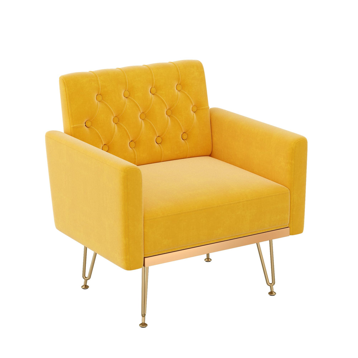 Velvet Single Sofa Chair with Tufted Back and Metal Legs Q4106