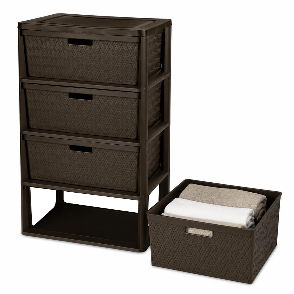 Brown Plastic 4 Drawer Storage Organizer X479635