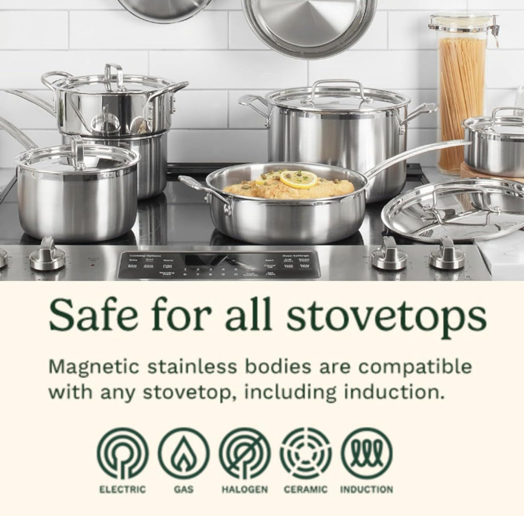 Stainless Steel 12 pc Induction Compatible Cookware Set D61702