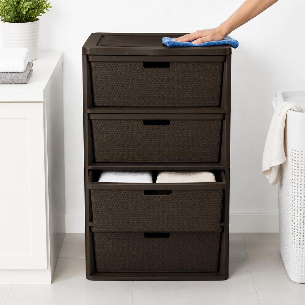 Brown Plastic 4 Drawer Storage Organizer X479635