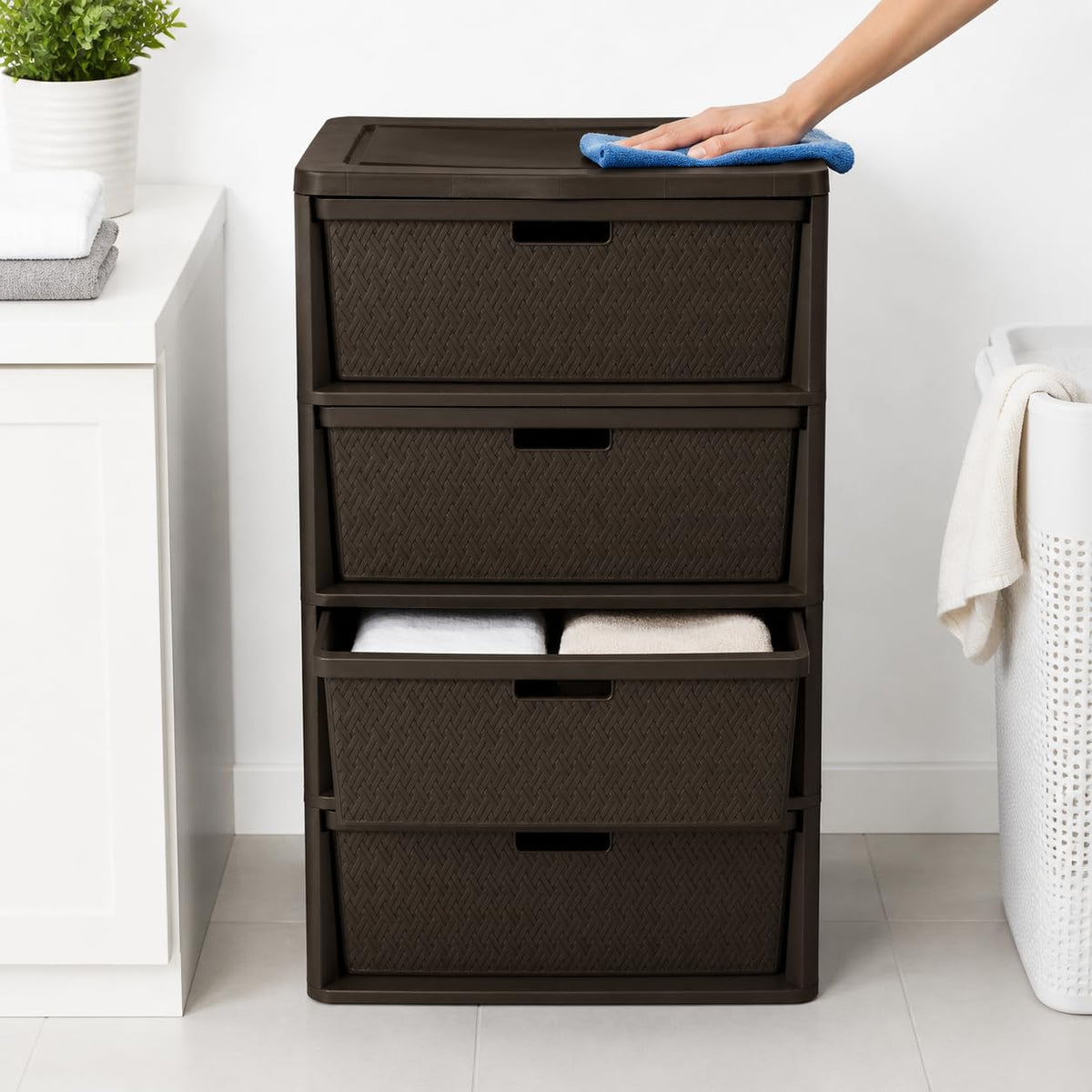 Brown Plastic 4 Drawer Storage Organizer X479635