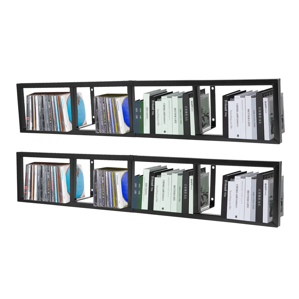 34 Inch Black Metal Media Storage Rack R8610