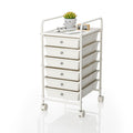 White 6-Tier Rolling Storage Cart with Drawers V76684