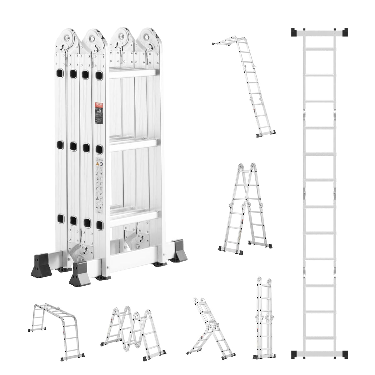 Multi-Purpose Folding Ladder, 7-in-1 Adjustable Telescoping Ladder, 330 lbs Capacity O864