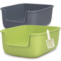 Large High Sided Cat Litter Box with Scoop 2 Pack S518