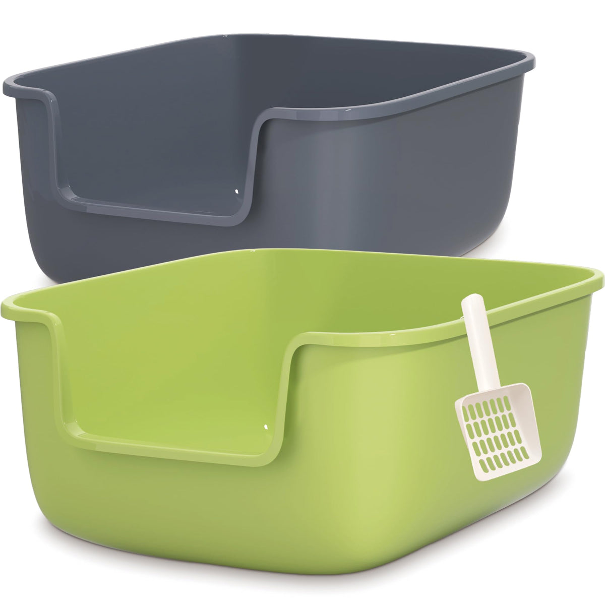 Large High Sided Cat Litter Box with Scoop 2 Pack S518