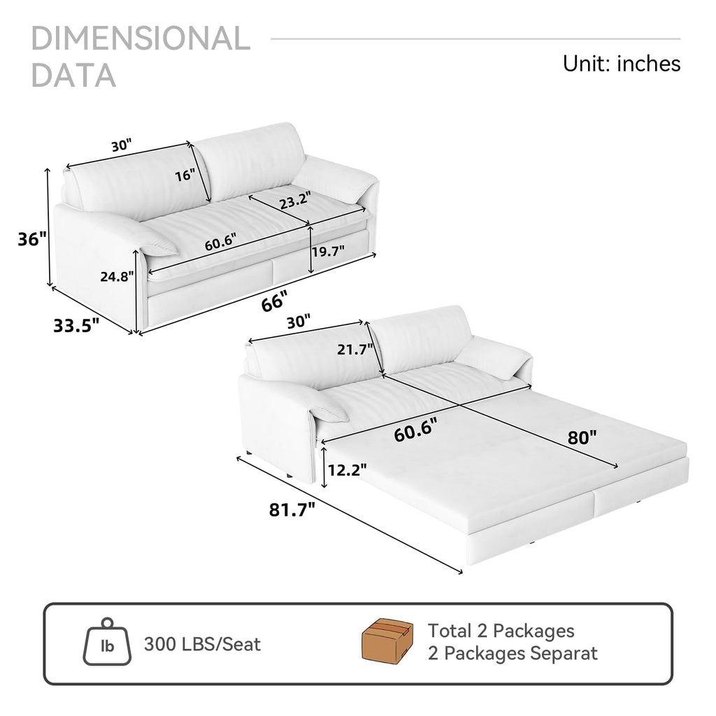 Queen Size Velvet Sleeper Sofa Bed K1396
