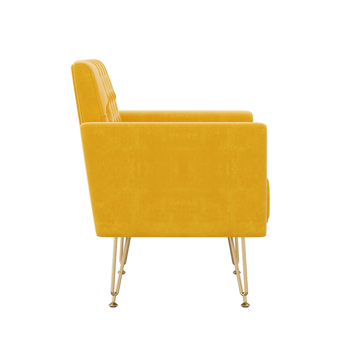 Velvet Single Sofa Chair with Tufted Back and Metal Legs Q4106
