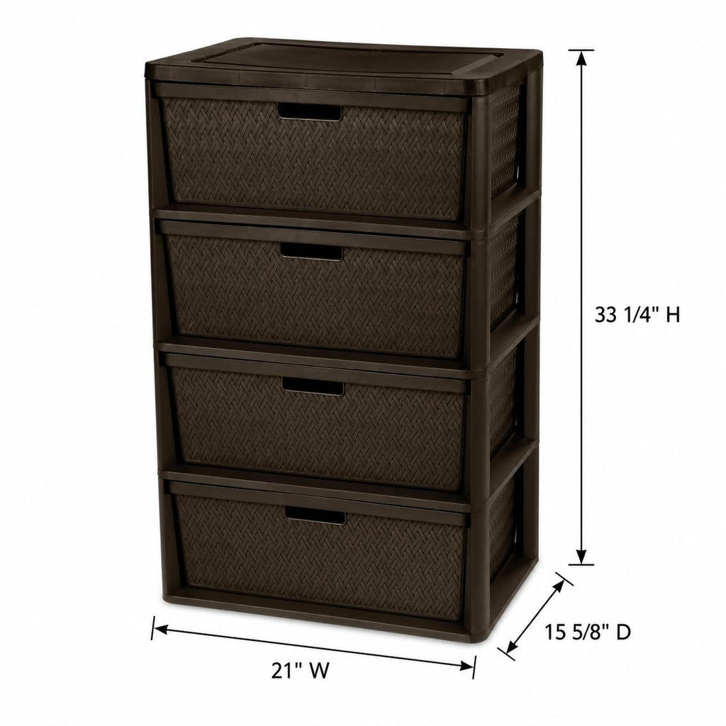 Brown Plastic 4 Drawer Storage Organizer X479635