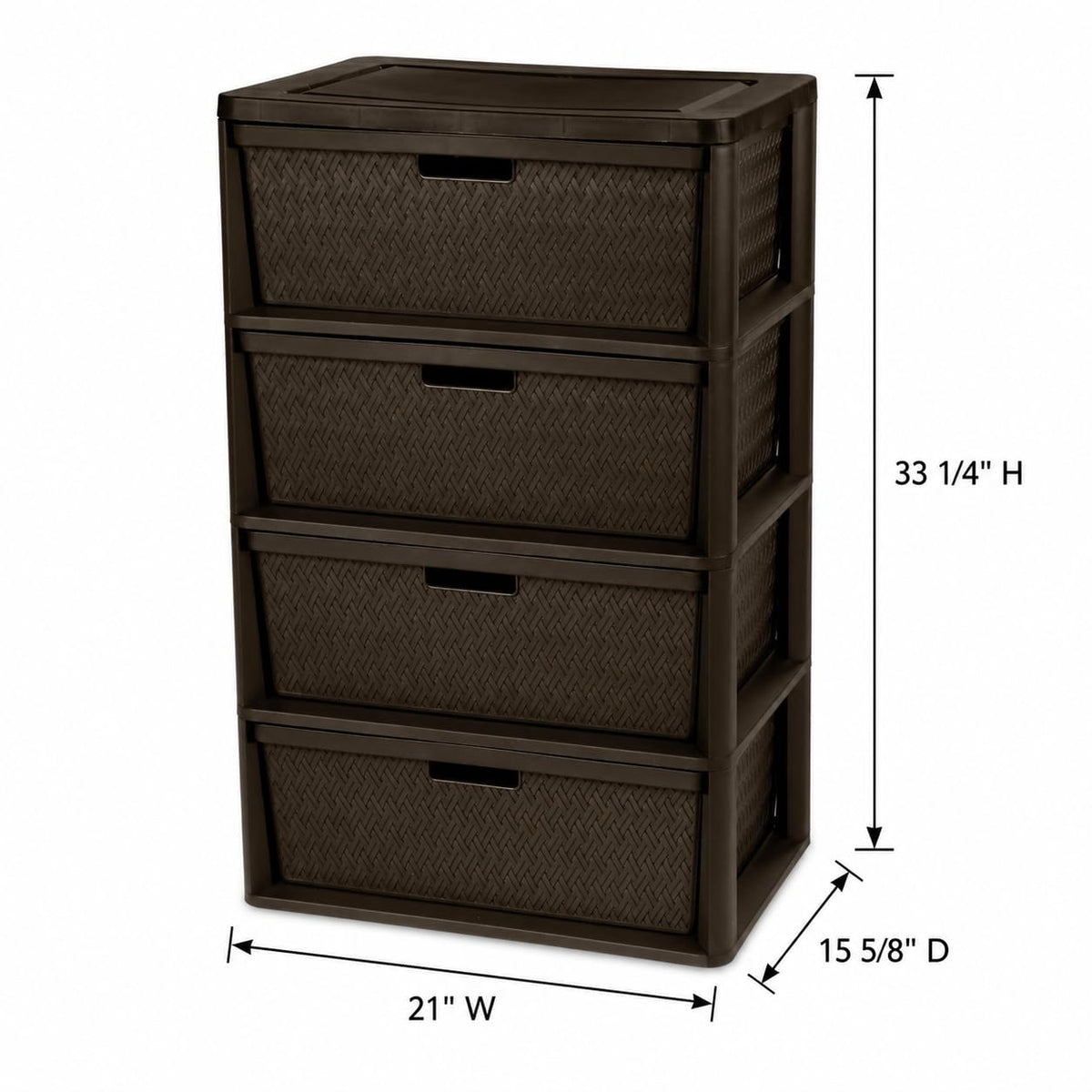 Brown Plastic 4 Drawer Storage Organizer X479635