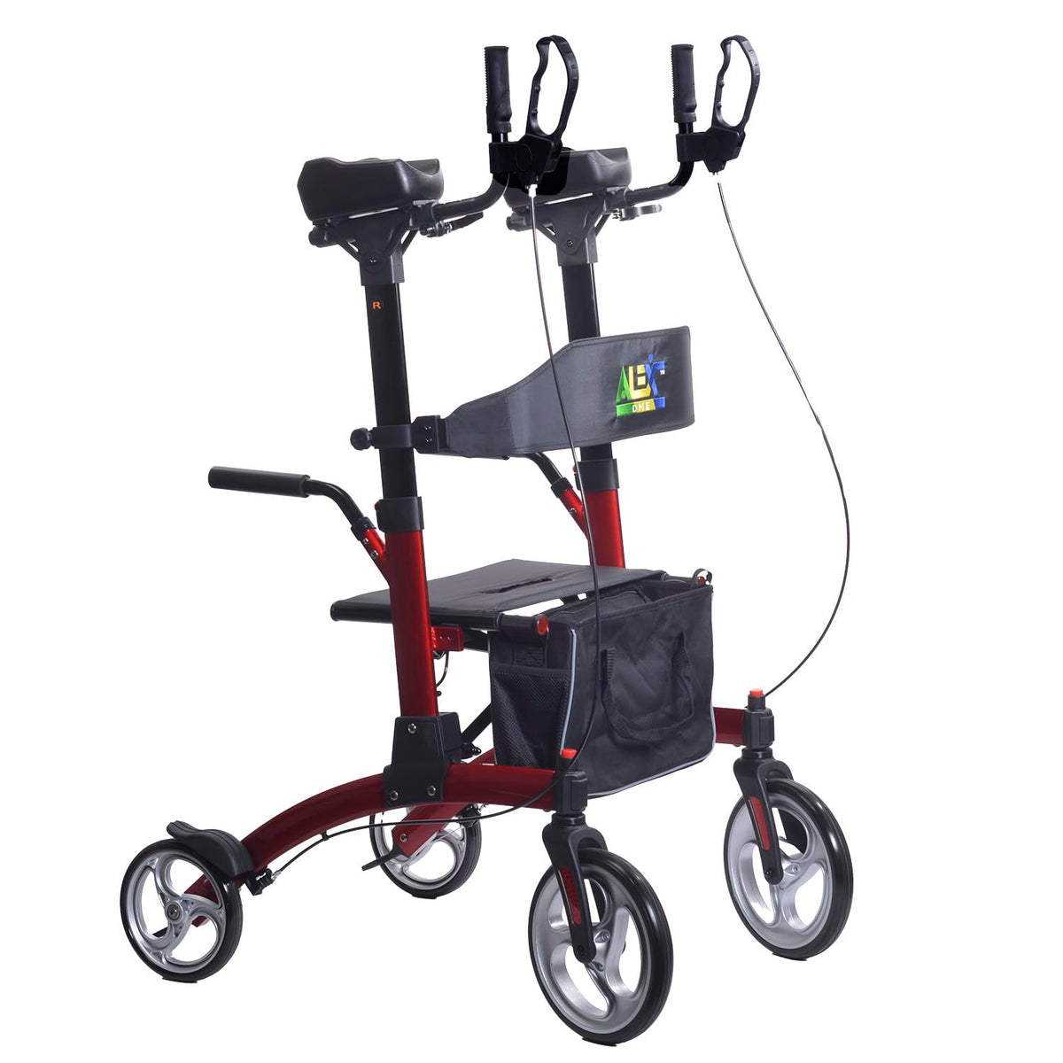 Red Aluminum Rollator with Loop Brakes D488413