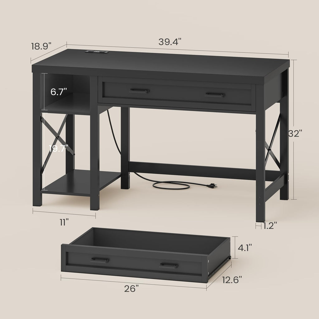 40" Farmhouse Small Desk with Drawers T23842