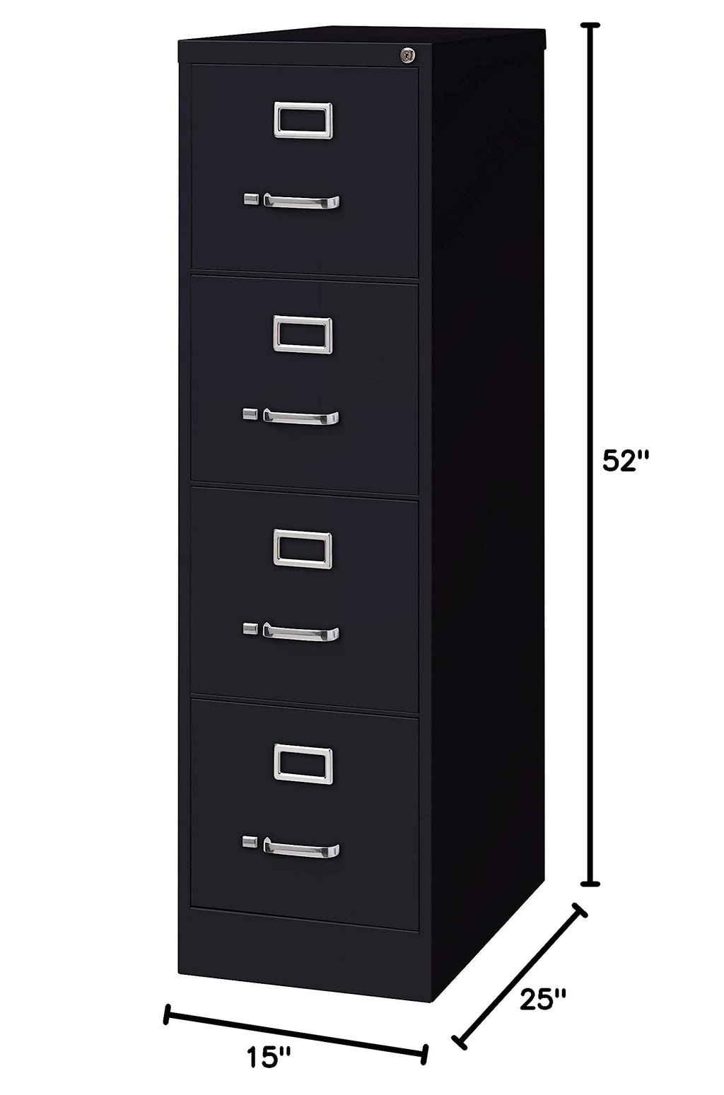 4 Drawer Letter Width Vertical File Cabinet Black E1635