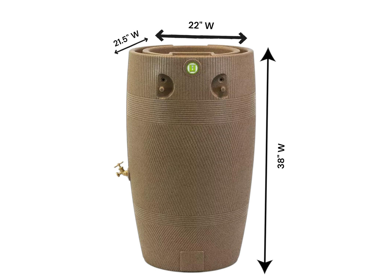 Khaki Granite 50 Gallon Rain Barrel and Planter Top 2 Pack U96217