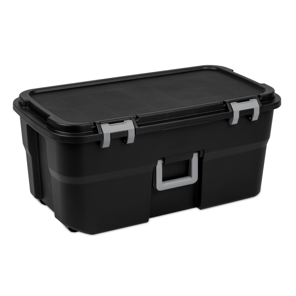 22 Gallon Wheeled Lockable Plastic Storage Footlocker R4253