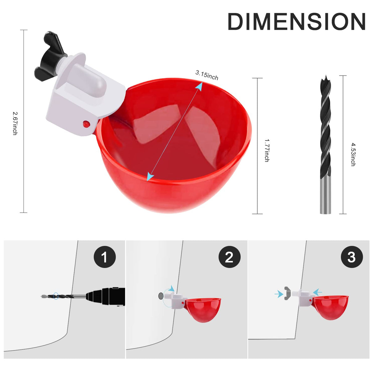 8 Packs Chicken Waterer Cups with Mounting Hole Opener V87276