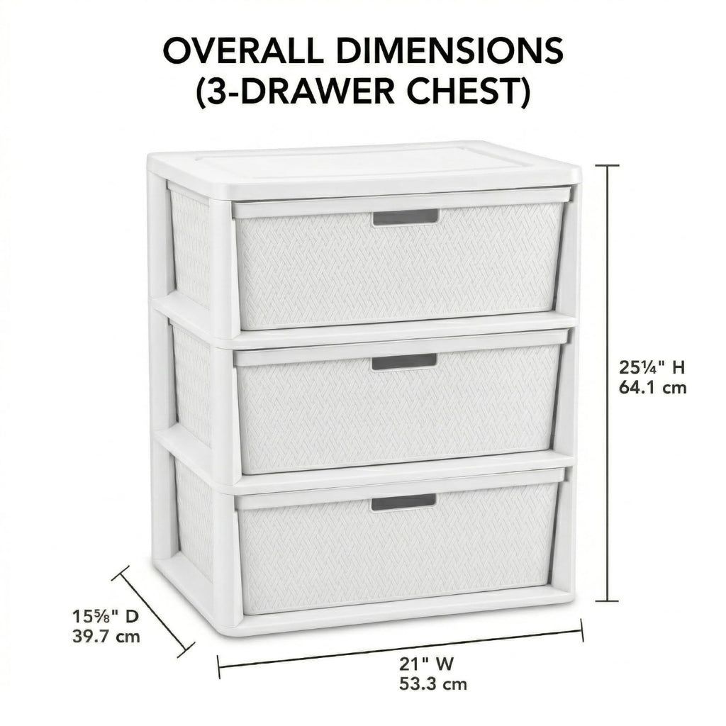 Opaque White 3-Drawer Plastic Storage Tower K36578