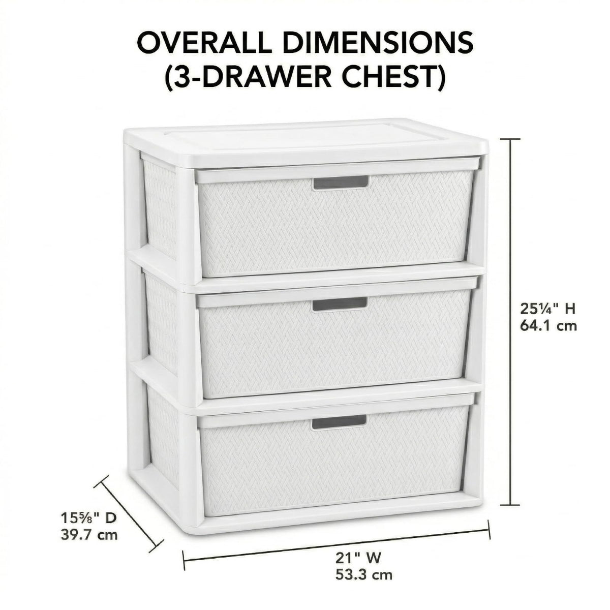 Opaque White 3-Drawer Plastic Storage Tower K36578