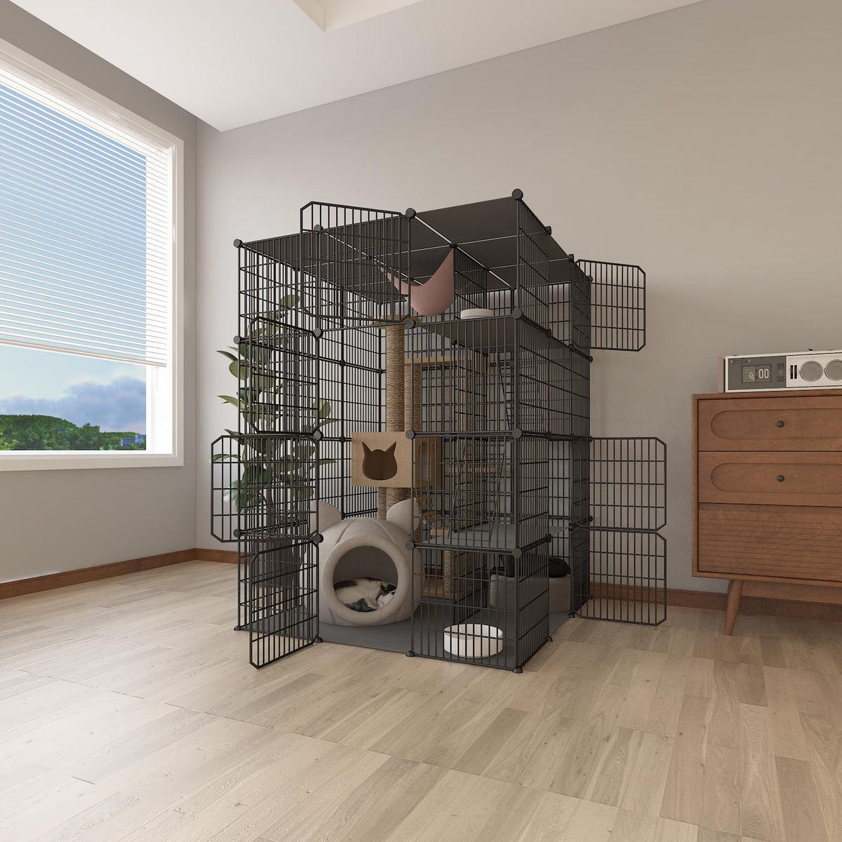 4-Tier Detachable Metal Wire Cat Cage W131227