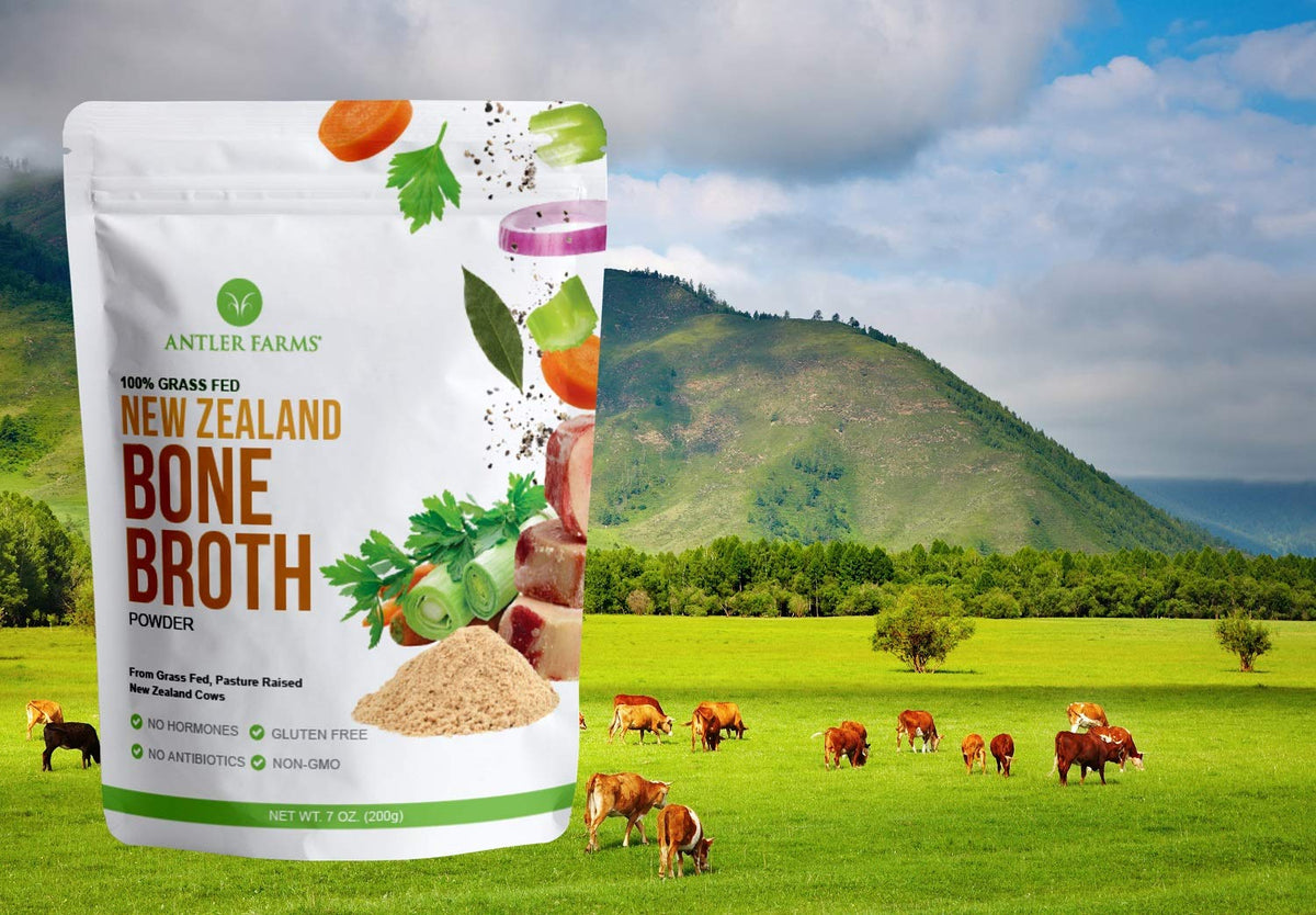 100% Grass Fed New Zealand Bone Broth Powder, 40 Servings, 200g W6904
