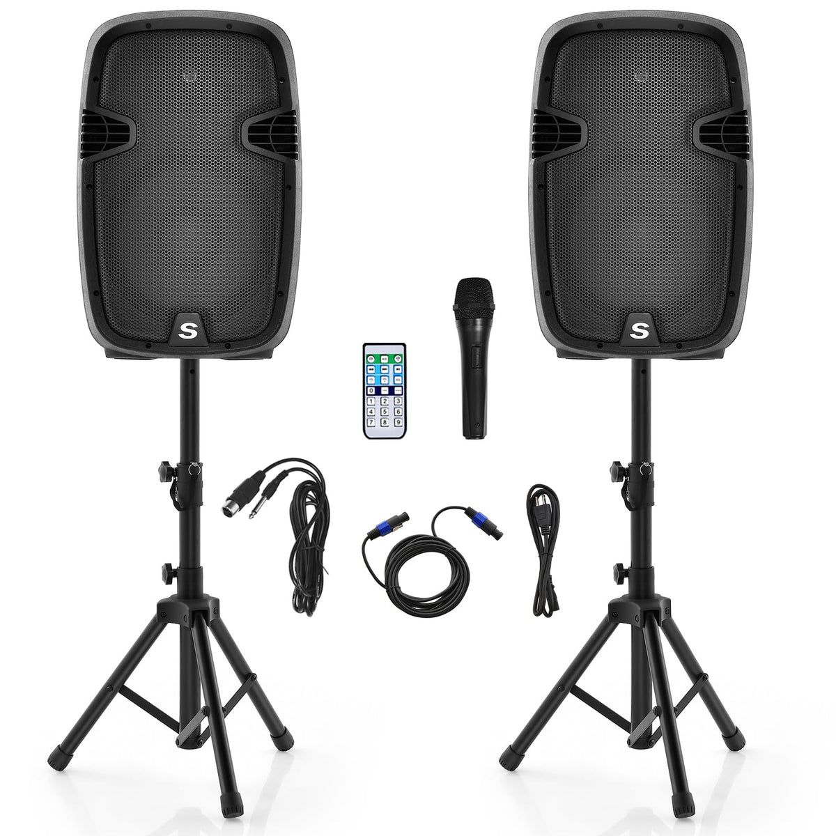 2000W 12" Portable Powered Speakers with Stands U192275