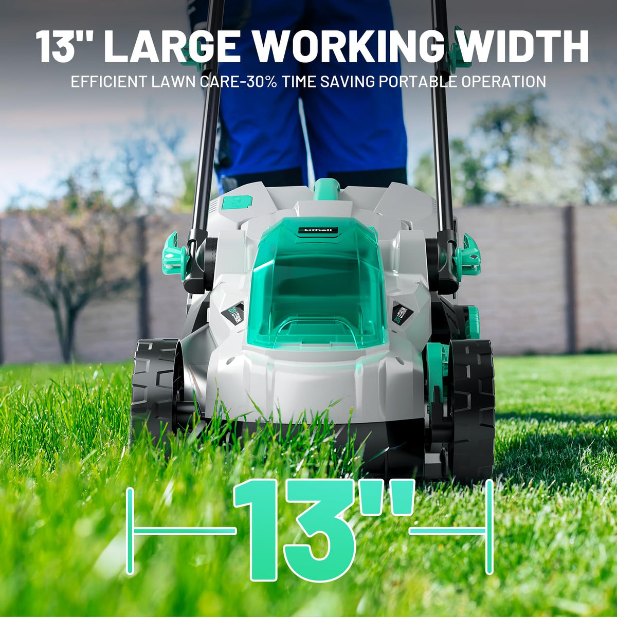 13" Cordless Electric Lawn Mower with Battery & Charger U47027