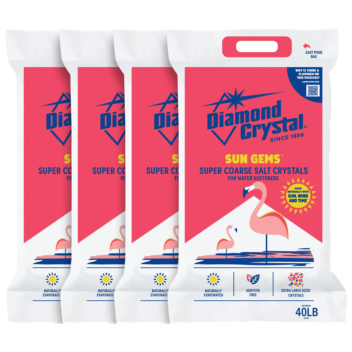 4 Pack Super Coarse Water Softener Salt, 40 Pounds Y3093