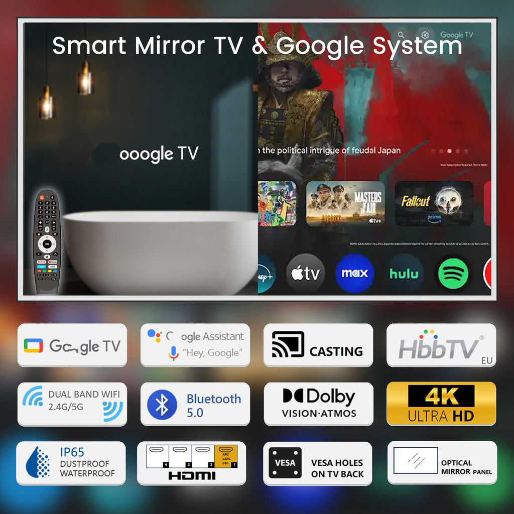 43" 4K UHD Smart Mirror TV with LED Light E601