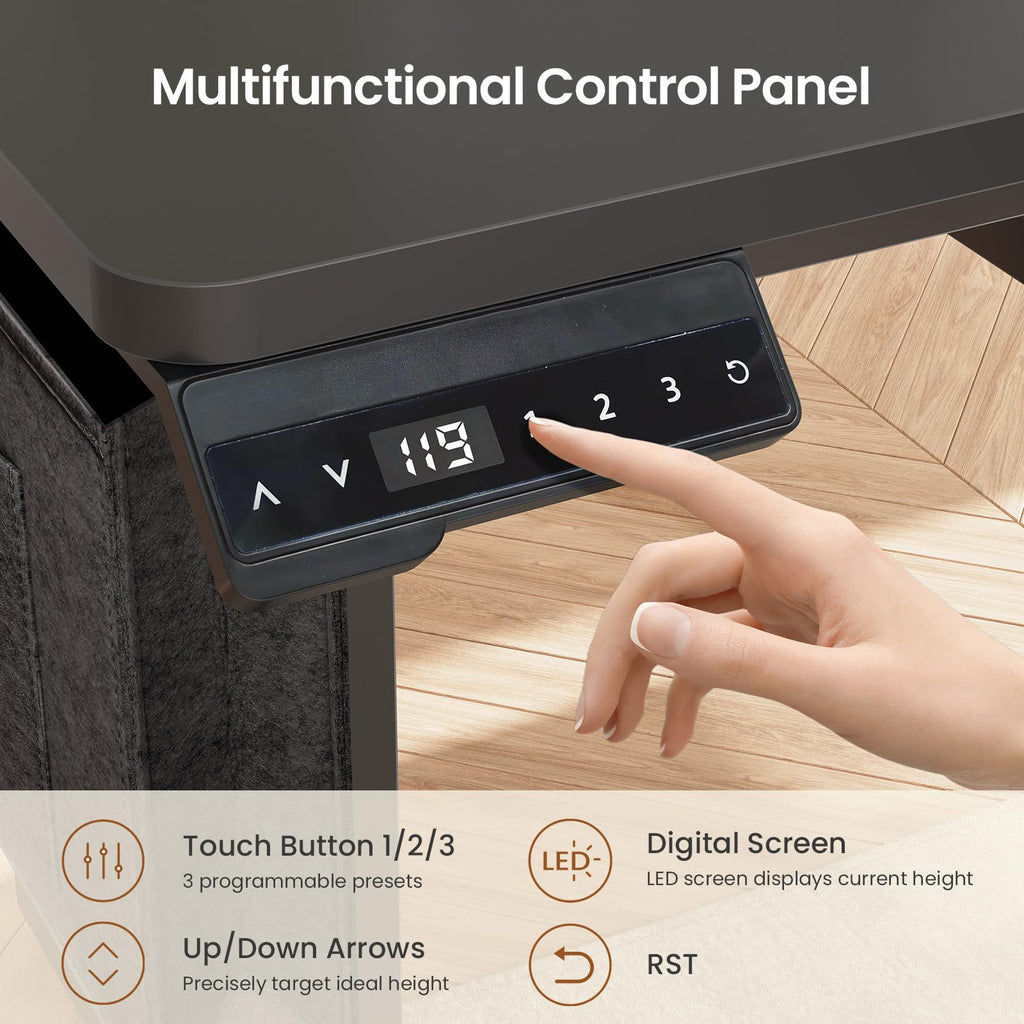 L Shaped Standing Desk with File Cabinet S9323