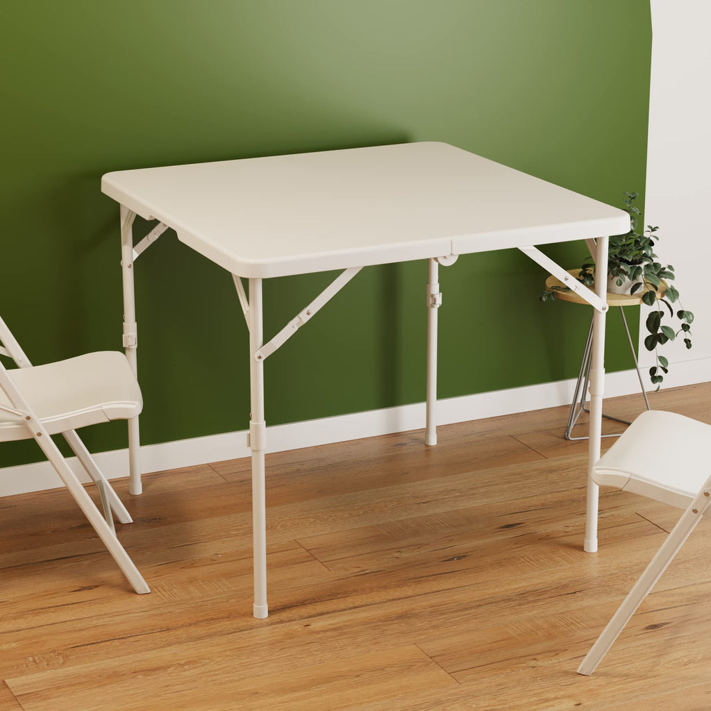 34'' Square Folding Card Table, Portable Plastic Dining Table with Carry Handle, White L716981
