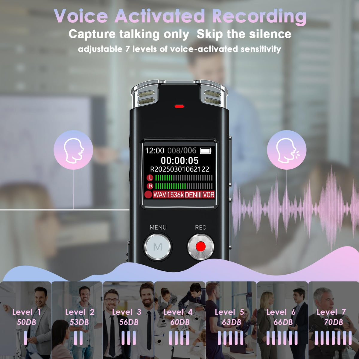 64GB Digital Voice Recorder with Playback A3808