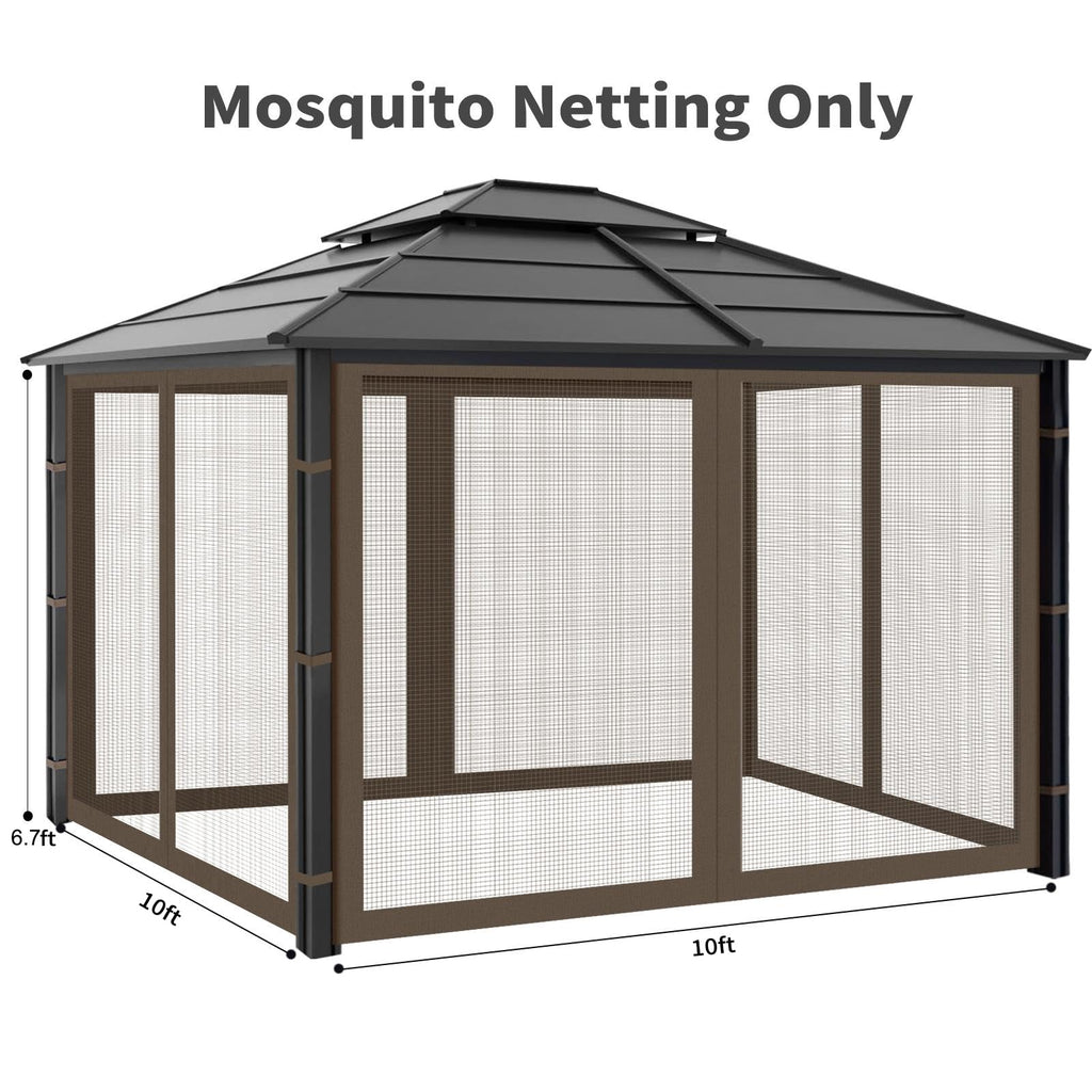 10x10 ft Coffee Gazebo Replacement Mosquito Netting C67934