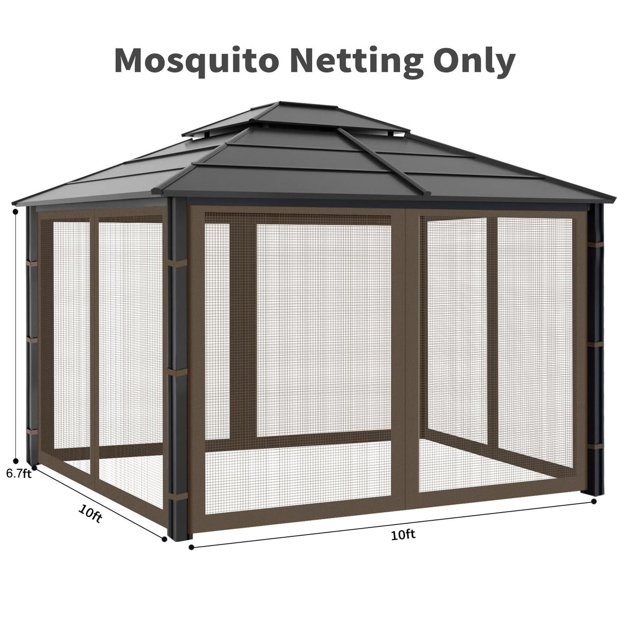 10x10 ft Coffee Gazebo Replacement Mosquito Netting C67934