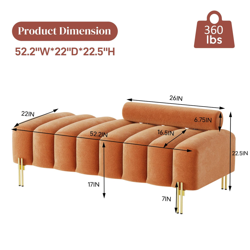 Orange Velvet Ottoman Bench S49365