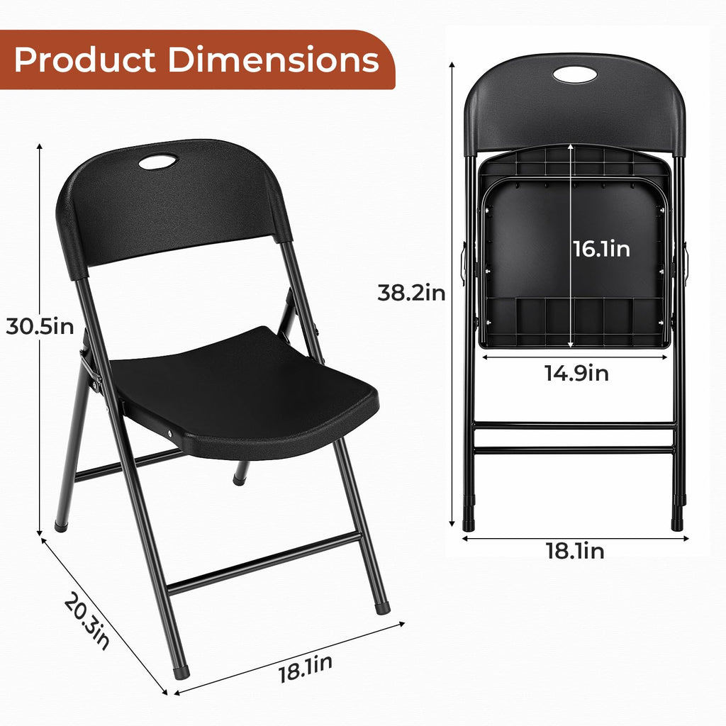 Black Plastic Folding Chair with Steel Frame S4544