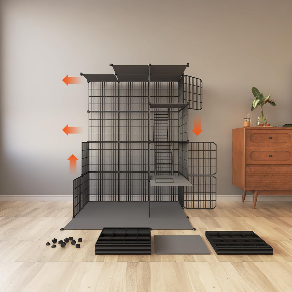4-Tier Detachable Metal Wire Cat Cage W131227