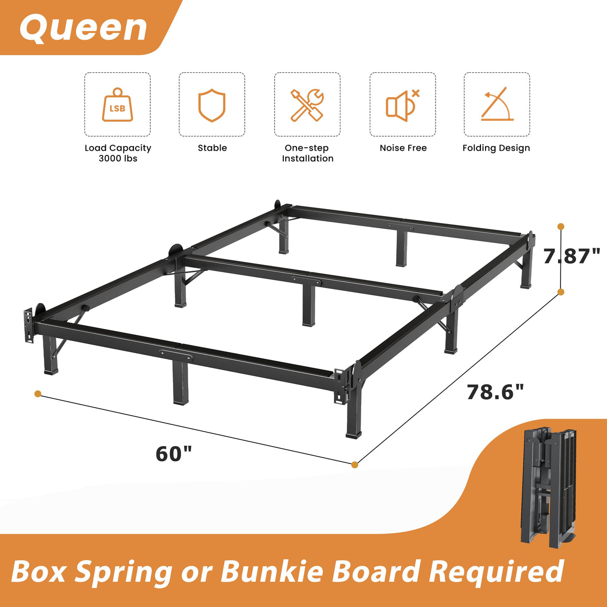 Queen 8 Inches Metal Bed Frame J61360
