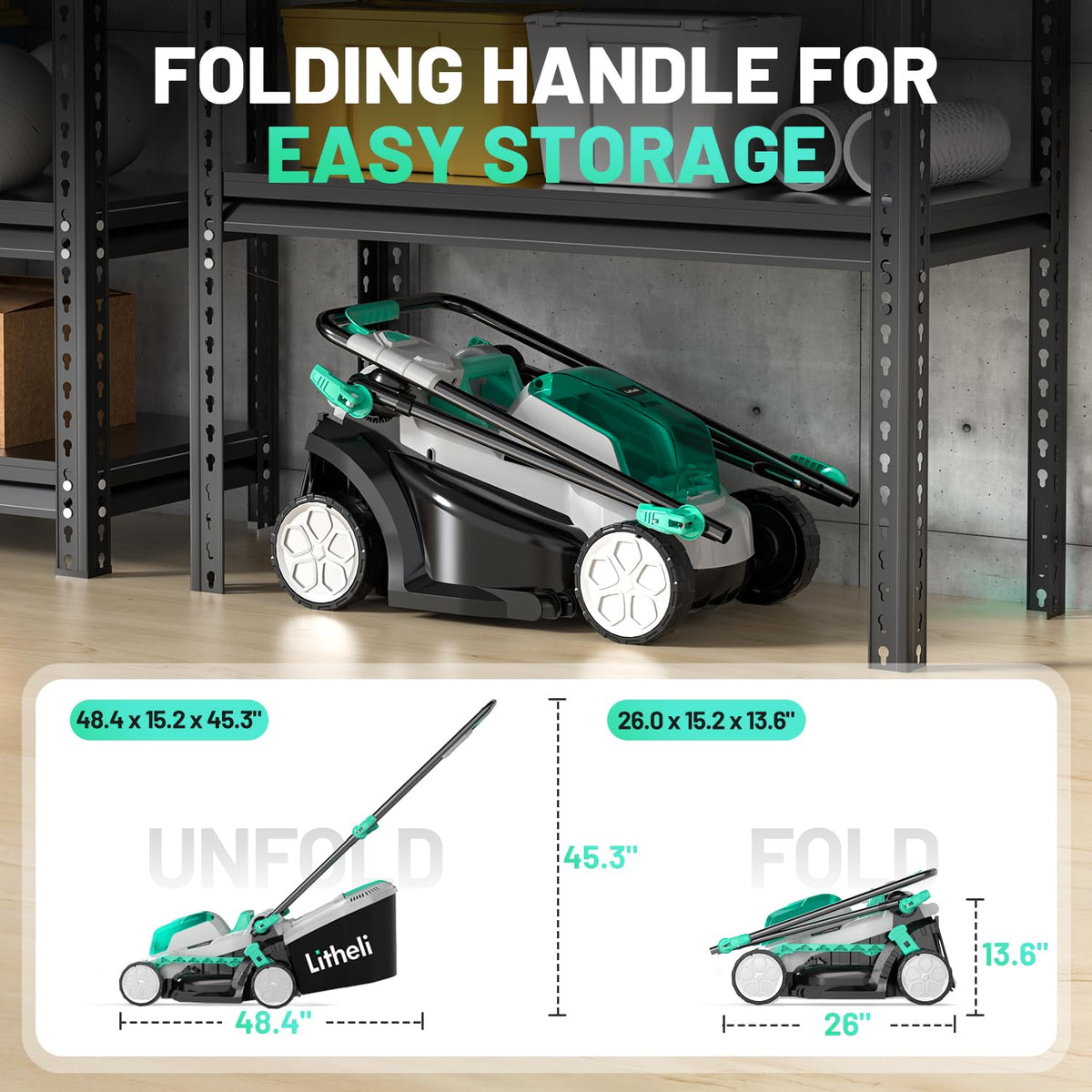 13" Cordless Electric Lawn Mower with Battery & Charger U47027